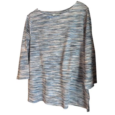 Blusa Top Croft & Barrow Mujer XL Texturizada Rayas Cuello Barco Azul Rosa Foto 1 de 4