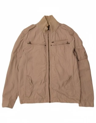 TIMBERLAND Mens Slim Fit Bomber Jacket UK 40 Large Grey Cotton CY03 - Image 1 of 4