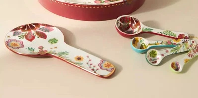 Anthropologie Coco Floral Measuring Spoons and Spoon Rest Set - Image 1 of 4