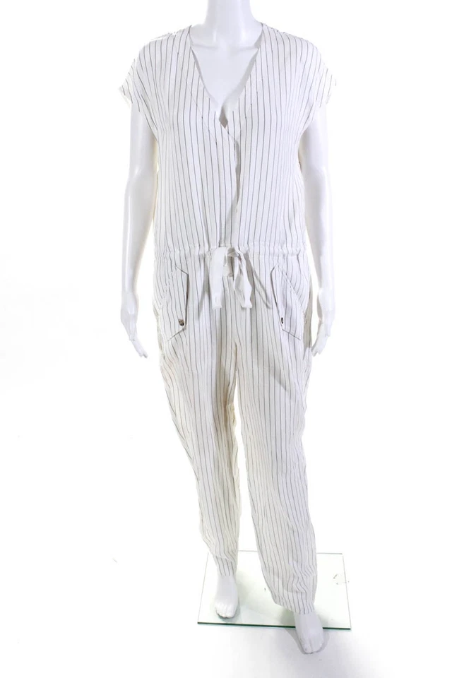 Mono para mujer Jason Wu a rayas cuello en V acanalado blanco verde talla 10 12177905 Foto 1 de 4