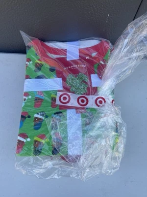 Christmas Pajama Set Boys Girls Size 10 Green Designed By Alice Butts One Piece - Image 1 of 2