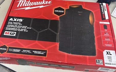 Kit chaleco eje térmico Milwaukee Axis M12, negro, XL, sellado de fábrica Foto 1 de 4