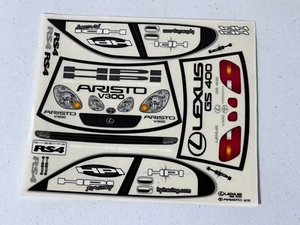 Hoja de calcomanías adhesivas HPI 9175 vintage 1/10 RC Lexus Aristo GS 400 V300 RS4 NUEVO - Imagen 1 de 1