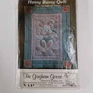 The Gingham Goose Hunny Bunny Crib Quilt Applique Pattern Vintage 1980s Cut - Picture 1 of 6