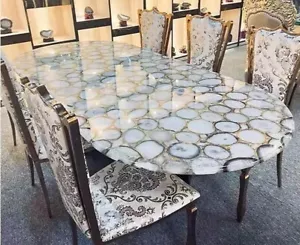 24"x36" Rectangle White Agate Dining Table Top Unique Stone Living Room Decors - Picture 1 of 8