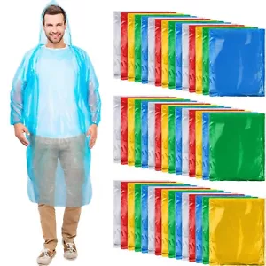 Handepo 200 Pcs Adults Rain Ponchos Bulk Disposable Rain Ponchos with Hood Em... - Picture 1 of 6