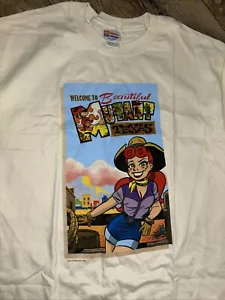 Vintage 2002 Mutant Texas Paul Dini Graphitti Designs Comic Shirt Medium Beige - Picture 1 of 5