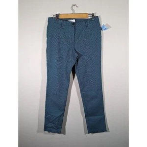 Rabe 1920 Womens Blue Geometric Straight Leg Pants 10 Academia Business Casual - Picture 1 of 6