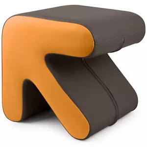 Gray Yellow Napa Leather Creative Shape Ottoman Foot Rest Foot Stool For Home - Picture 1 of 7