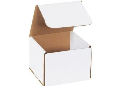 Pick Quantity! 1-200 5x5x4" White Corrugated Mailer Small Folding Square Boxes - Image 1 of 3