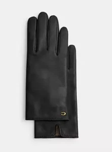 NUOVI guanti Coach CV855 Tech pelle lana merino $125 donna nero 6,5 - Foto 1 di 3