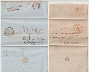 1846/52 2 x LONDON BRIEFE NACH HOLLAND NIEDERLANDE ENGELAND ÜBER ROTTERDAM E/Ls - Bild 1 von 3