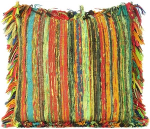 Ethnic Cotton 18X18" Square Cushion Cover Unfilled Yellow Chindi Pillow Cover - Picture 1 of 4