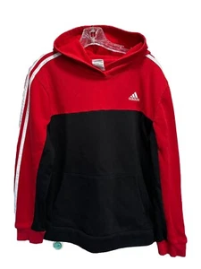 Adidas Youth Black/Red Pullover Logo Long Sleeve Hoodie Size XL (18/20) Pocket - Picture 1 of 6