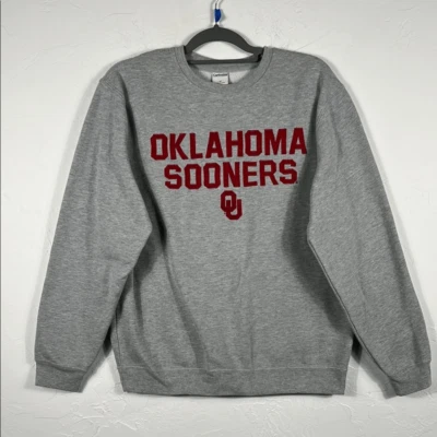 Sudadera De Colección OKLAHOMA SOONERS Universitaria Bordada Cuello Redondo Mujer Talla Lg Foto 1 de 4