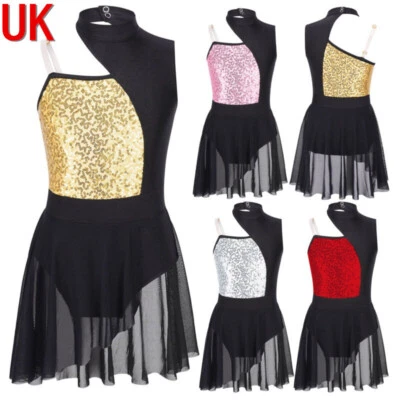 Girls Cutout Back Lyrical Modern Ballet Dress Gymnastics Leotard Dancewear - Image 1 of 2