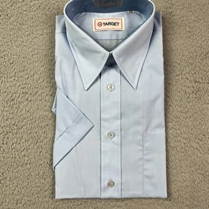 Camisa de vestir vintage Target manga corta abotonada azul claro talla 15 1/2 nueva de stock - Imagen 1 de 5