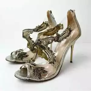 OSCAR DE LA RENTA PVC Beaded Accent Heels - Picture 1 of 7