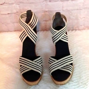 Tory Burch Blue & Cream  Womans  Frieda  Platform Sandals Sz 11 M New  250 $  - Picture 1 of 16