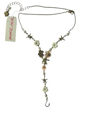 Betsey Johnson Gold Tone Shell Yeah Flower, Starfish Y Drop Necklace NWT - Image 1 of 4