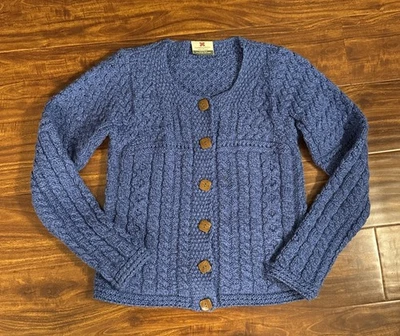 Carraig Donn Cárdigan Suéter Grueso Tejido con Cable 100% Lana Irlanda Mujer Talla S Foto 1 de 4