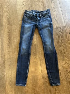 EUC Youth Girls Size 2 American Eagle Super Low Rise Jegging Dark Denim Jeans - Picture 1 of 10