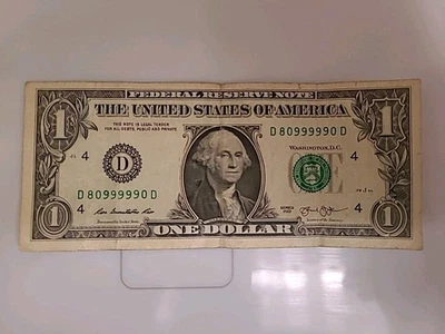 2013 $1 Dollar Bill Fancy Serial-Repeater-Palindrome-style-Rare - Image 1 of 4