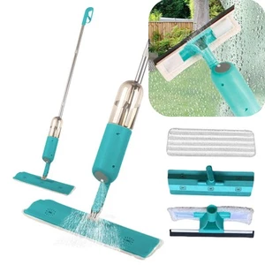 Spray Mop Window Squeegee Microfibre Cleaning System Refillable Bottle Turquoise - Picture 1 of 12