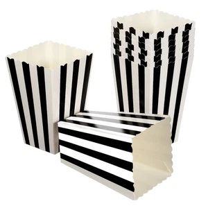  24 Stück Streifen Leckerlibeutel Party Gastgeschenk Snack Boxen Papier Popcorn Eimer - Bild 1 von 11