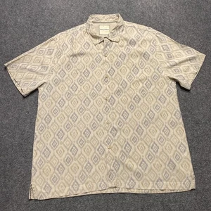 Tommy Bahama Hemd Herren XL Beige Geometrisch Rauten Seide Hawaii Island Ikat - Bild 1 von 10