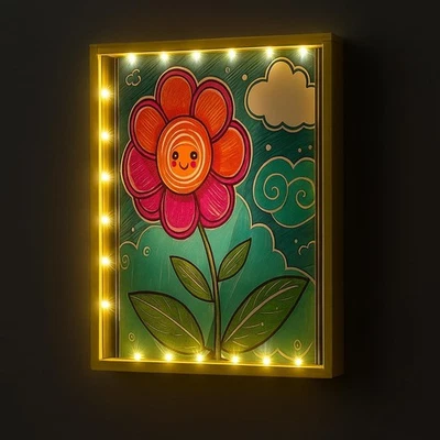 Artwork Shadow Box with LED Light, Changeable Photo Album Display & Storage - Image 1 of 4