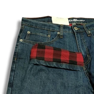 Neu mit Etikett Eddie Bauer Flanell gefütterte Jeans gerade Passform Herrenhose Größe 34 x 29 neu - Bild 1 von 7