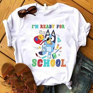T-shirt bleu je suis prêt pour l'école bleu rentrée scolaire - Photo 1/3