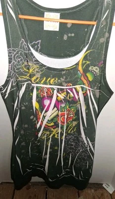 Luke&Lucy Y2K Tanque Corazón y Espada Tatuaje Flash Hecho en EE. UU. Love Kills Talla M Foto 1 de 4