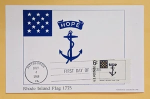 Maximum Card U.S.A.: Rhode Island Flag 1775. First Day Of Issue 1968 - Picture 1 of 2