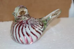 Pisapapeles vintage fenicio Malta arte vidrio pájaro rayas blancas remolinadas pegatina - Imagen 1 de 7