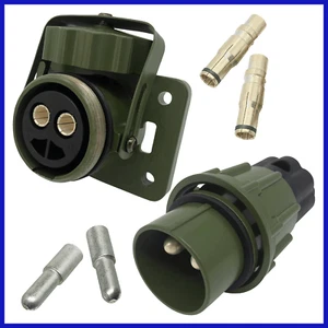 2 polige Nato Steckdose mit Stecker + 4x Kontaktstecker 50mm² 12V/24V Bundeswehr - Bild 1 von 6
