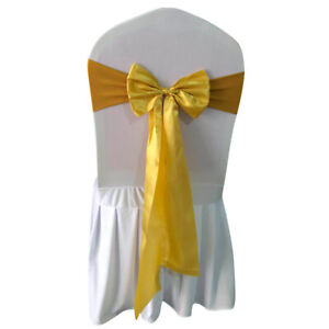 10PCS Elegant Satin Table Bow Runner Chair Cover Wedding Party Decoration