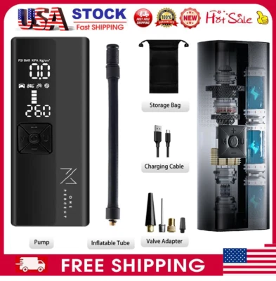 LCD Electrical Air Pump Portable Wireless Tire Inflatable Pump for Car Bicycle - Image 1 of 4