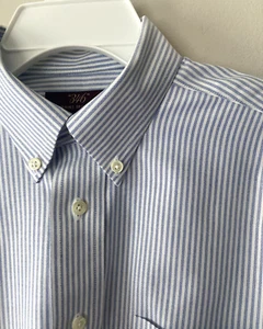 Brooks Brothers 346 Dress Shirt Boys 16 Youth Blue Oxford Button Down Non Iron - Picture 1 of 9