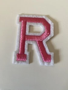 ALPHABET LETTERS EMBROIDERED IRON ON BADGE SEW ON PATCH PINK  APPLIQUE “R” - Picture 1 of 1