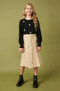 Hayden Girls Button Down Khaki Midi Skirt Size Small NWT - Picture 1 of 4