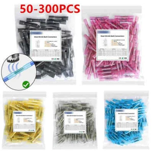 50-300X Heat Shrink Butt Wire Splice Seal Crimp Terminals Waterproof Connectors - Picture 1 of 19