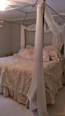 Frame -King Size Bed Champagne Canopy Metal/Brass Knobs -  - Image 1 of 4