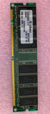 64MB Infineon HYS64V8300GU-8-B 168p PC100 CL2 100MHz 8Mx64 DIMM SDRAM USAmade - Image 1 of 4