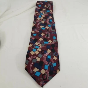 Pierre Balmain Vintage Maroon Blue Black White Multicolor Print Neck Tie - Picture 1 of 4