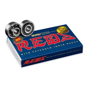 Bones Race Reds Skateboard Bearings (Built In Spacers) - Picture 1 of 3