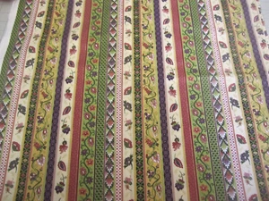 Cotton Fabric Makower UK Jacobean Stripe #3233 Floral Stripe Fabric BTYx44 - Picture 1 of 7