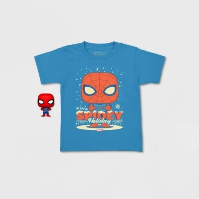 Funko Pocket Pop & T-Shirt Marvel Christmas Spiderman - Kids Large #2713 - Image 1 of 4