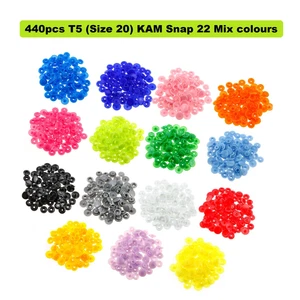T5 (12mm) Kam Snaps Buttons Poppers Press Stud Crafts Fasteners Quilt 440pcs - Picture 1 of 12